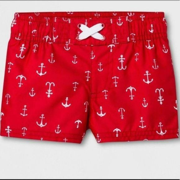 Cat‎ and Jack Red Anchor 3-6 Months Swim Trunks - Picture 1 of 7